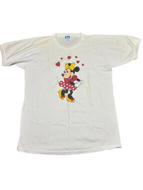Vintage Disney Character Fashions Minnie Mouse Women Large L Tee Shirt 80s White